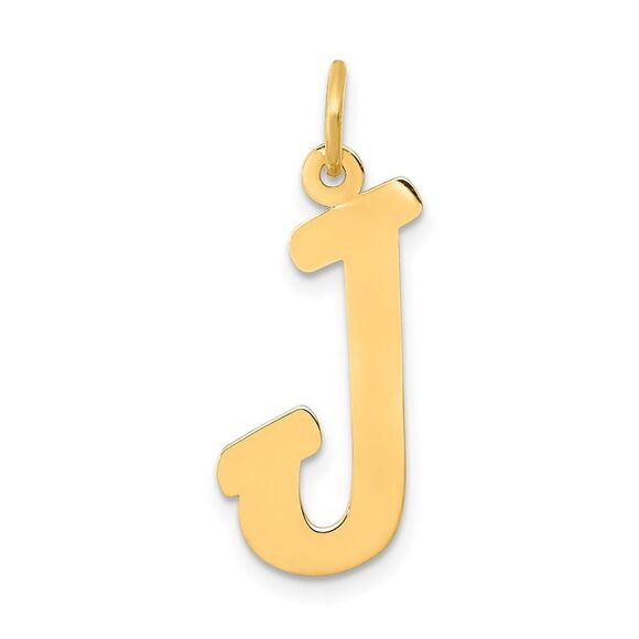 Kazi Luxury 14k Yellow Gold Small Script Letter J Initial Charm - Picture 1 of 4